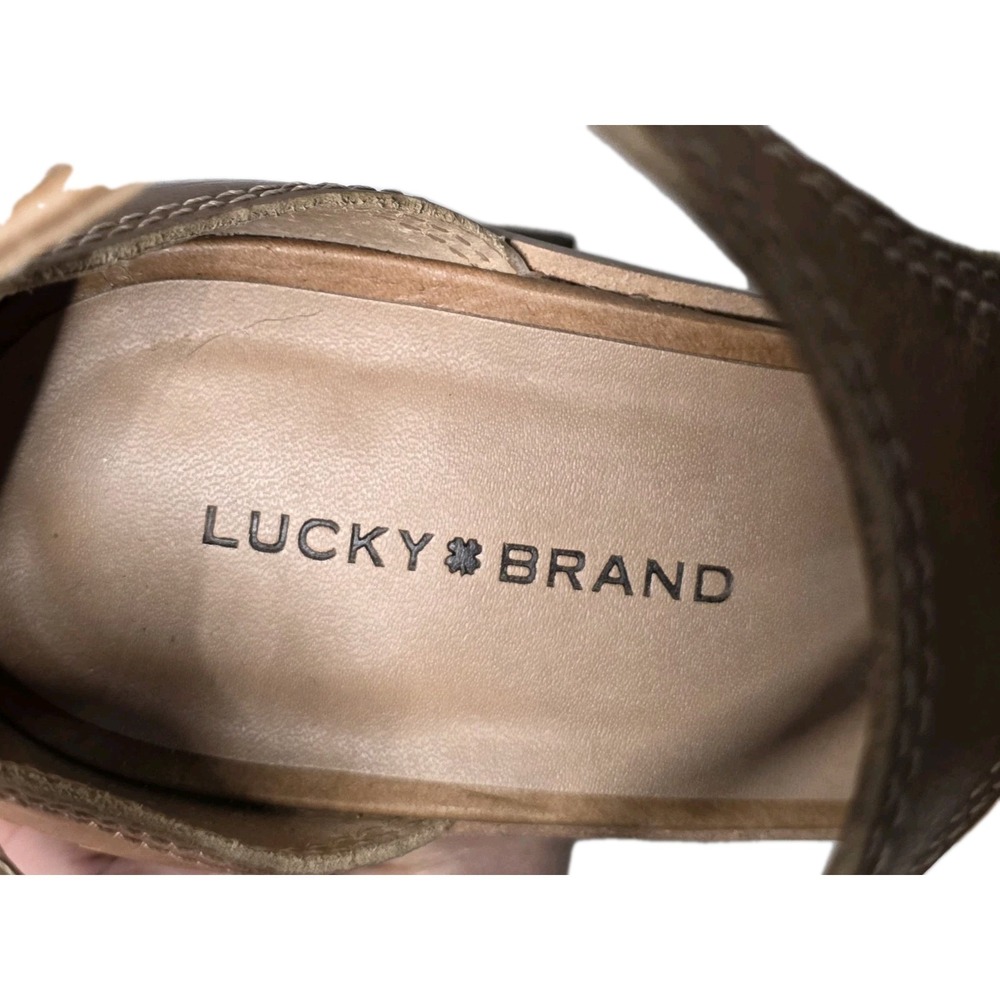 Lucky Brand Womens Sabeni T- Strap Block Heeled Strappy Sandals Tan Size 8.5 M - Picture 6 of 9
